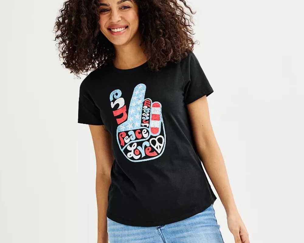 2/$15 NWT Junior L* USA Love Peace Sign Graphic Tee Firm Price